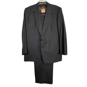 Walter Fong Vintage Custom Tailored Suit Charcoal 2pc Men's‎ 42R 34x28 Wool?